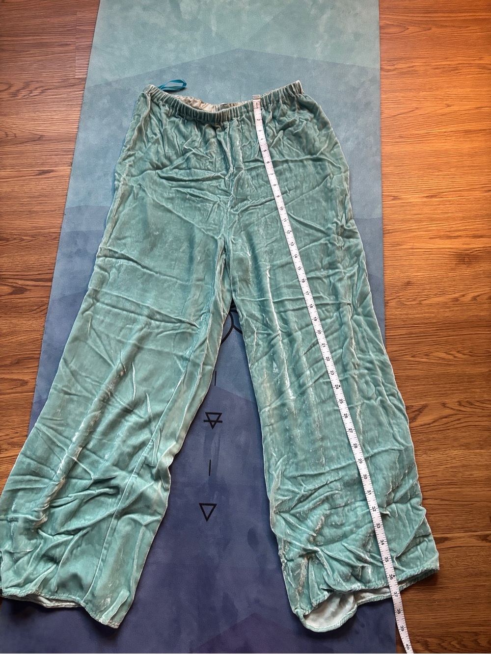 Silk Velvet Pull-On Pants in mint or sky blue